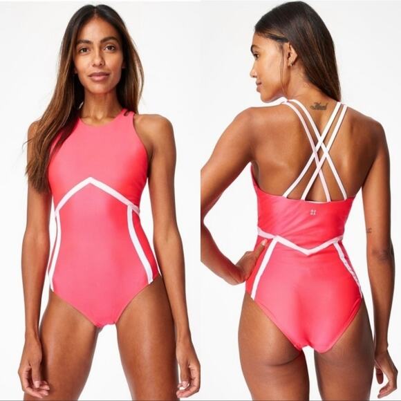 Sweaty Betty Lipstick Medley Pink One Piece Swimsuit Size XS - Picture 1 of 6
